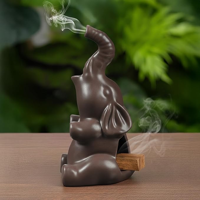 Potiera Small Cute Elephant Incense Holder, Handmade Ceramic Palo Santo and Cone Incense Burner for Meditation Home Decor, Mother's Day Elephant Gifts for Women, Christmas Birthday Gift for Mom Dad