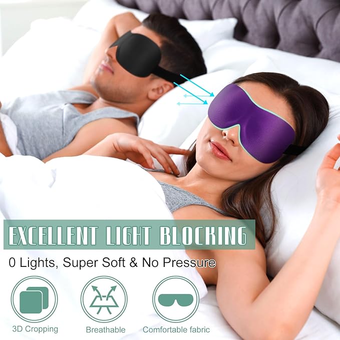 8 Pcs Sleep Eye Mask 3D Contoured Eye Mask Blackout Eye Covers for Sleeping with Adjustable Strap Block Out Light Night Blindfolds Soft Comfy Eye Shade for Women Men(Medium,Classic Colors)