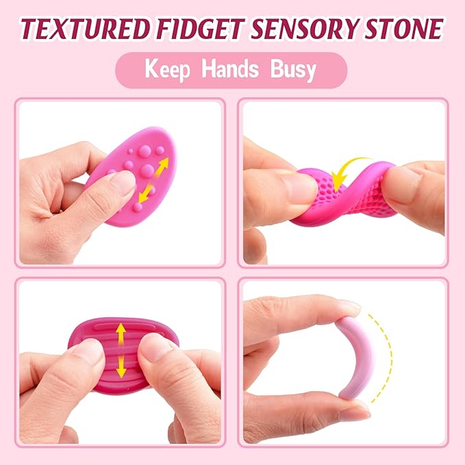 Fidget Toys Sensory Stones for Kids and Adults,6 PCS Texture Worry Stone for Anxiety Autism Teen Calm Down & ADHD Stress Relief,Quiet Fidgets for Classroom Small Prizes Gifts for Travel Toy