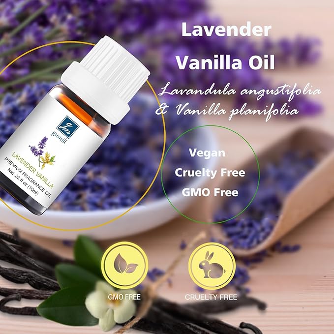 Lavender Vanilla Essential Oil - Pure Organic Scent for for Aromatherapy, Diffusers, Spray, Skin & Hair Care, Massage, DIY Candles & Soap, Perfume - 10mL