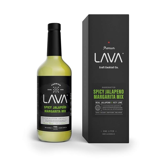 (3 Pack) LAVA Premium Spicy Jalapeño Margarita Mix by LAVA Craft Cocktail Co., Made with Real Jalapeños, Agave Nectar, Key Limes, Lots of Flavor and Ready to Use