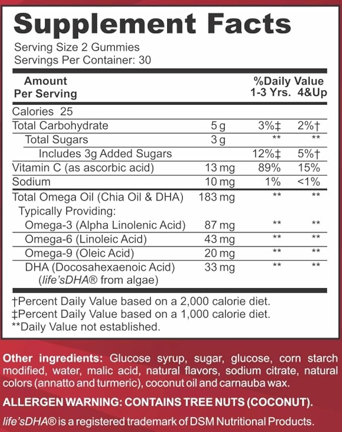 Feel Great Vitamins Kids DHA Gummies with Omega 3 6 9, Vitamin C (2-Pack) | Supports Healthy Brain Function, Vision & Heart Health | Gluten Free, Vegetarian | 60 Gummies