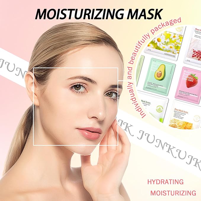 8PCS Hydrating Facial Sheet Mask,Moisturizing Face Masks Skincare Gift Set,Long Lasting Face Mask Skin Care & Facial Mask Kit for All Skin Types 11