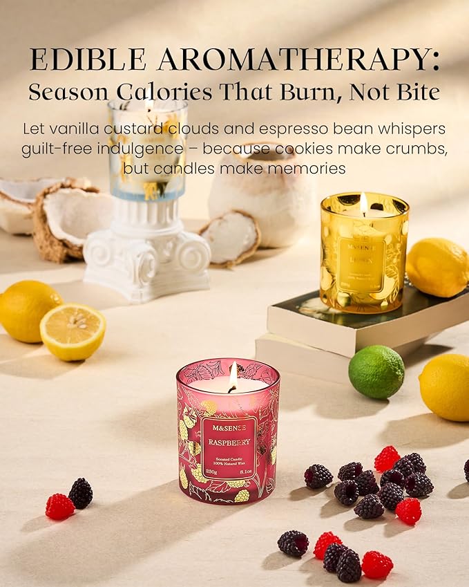 M&SENSE Coconut Candles, 8.1oz 42-Hour Long Burning Time Naturally Scented Candles,Vegan Soy, Relax Stress Relief Meditation Home Fragrance,Housewarming Gifts for Women & Men