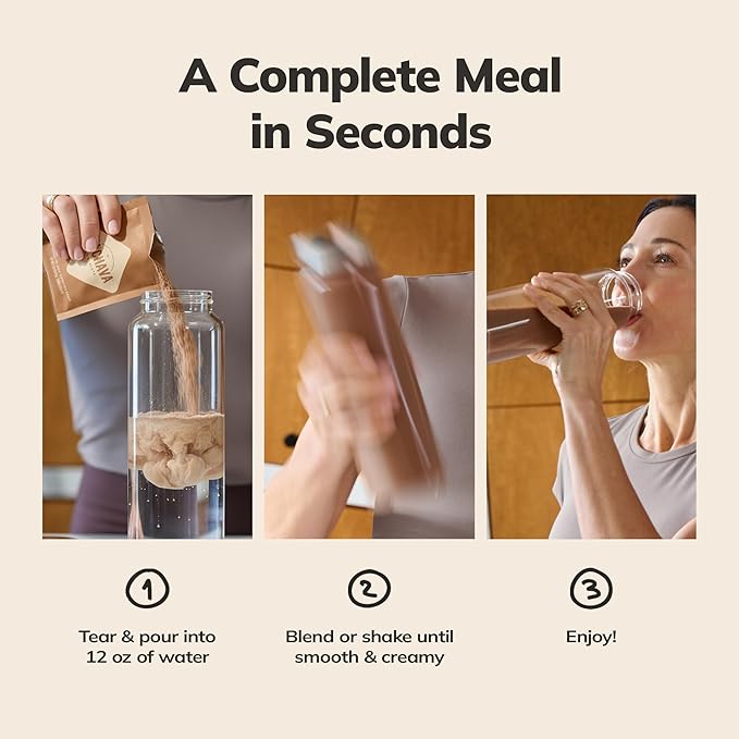 Ka’Chava Whole Body Meal Shake Chocolate, 5-count Travel Size Sachets – Vegan Protein Powder with 85+ Superfoods & Greens – Plant-Based Meal Replacement with Probiotics & Digestive Enzymes – Gluten & Dairy Free (5 Servings)