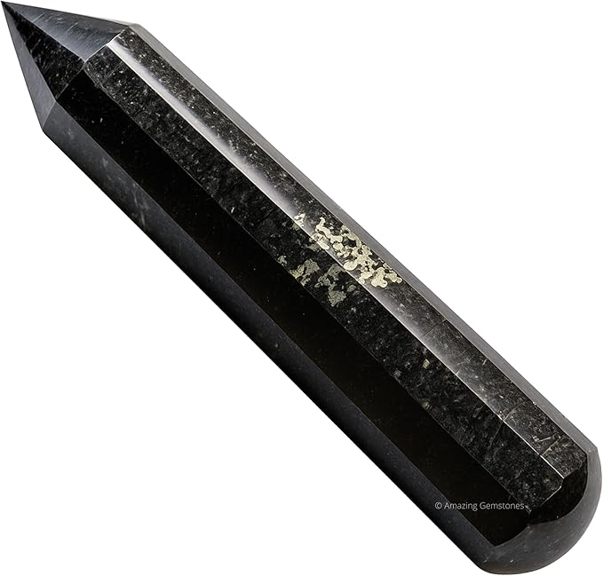 Amazing Gemstone Nuummite Crystal Wand Massage Stick - Pelvic Wand Gua Sha for Adults - Crystals and Healing Stones Massage Wands for Adults Gifts (Pointed)