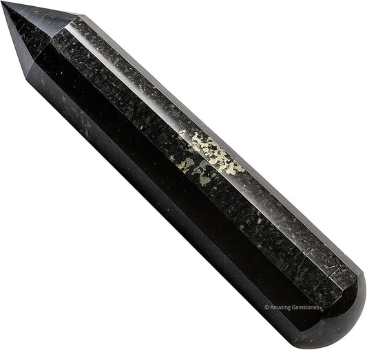 Amazing Gemstone Nuummite Crystal Wand Massage Stick - Pelvic Wand Gua Sha for Adults - Crystals and Healing Stones Massage Wands for Adults Gifts (Pointed)