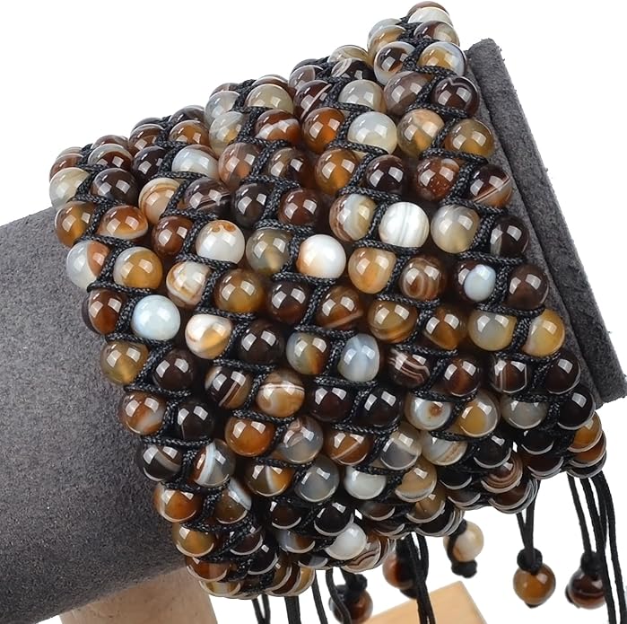 MASSIVE BEADS Double Layer Natural Chakra Healing Power Crystals Macrame Bracelet Yoga Stone Beads Gemstone Meditation Relax Anxiety Bangle for Unisex Women Men