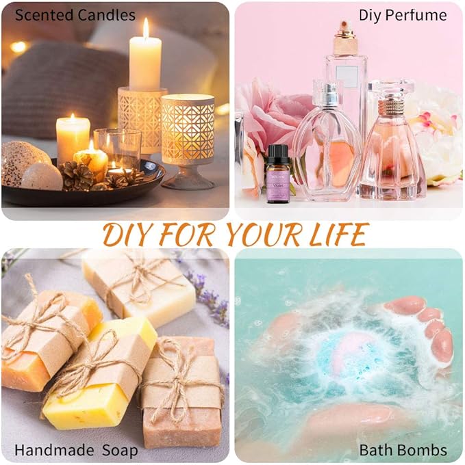 BURIBURI Violet Essential Oil 10ml, 100% Pure, Undiluted, Natural Violet Fragrance Oil for Diffuser, Soap Candle Making