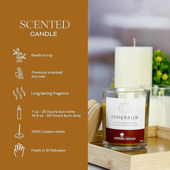 7oz Pumpkin Pie Fall Scented Candles for Home, Cozy Autumn Fall Aromatheraphy Candles Gifts Set for Women & Men, Holiday, Thanksgiving, Christmas
