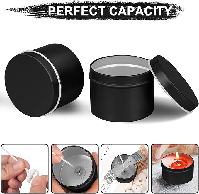 DINGPAI Candle Tin 18 Pcs, 4oz Candle Containers for DIY Candle Making, Black Color, Arts & Crafts, Storage and Holiday Gifts