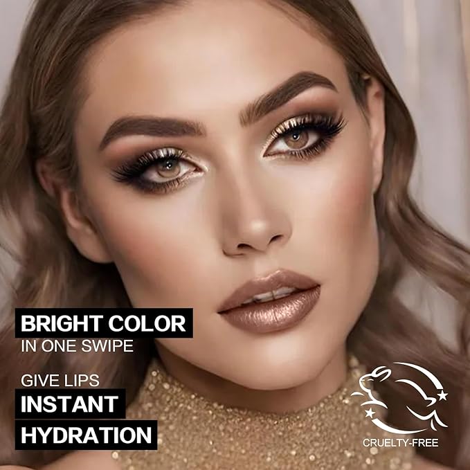 FOCALLURE Glisten Opal Shine Lipstick, High Impact Lip Color, Moisturizing Tinted Lip Balm, Lightweight & Hydrating Formula for Lip Care, COWGIRL