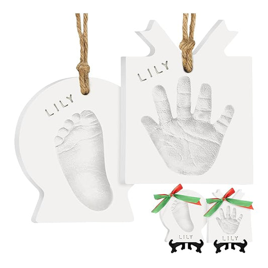Baby Hand and Footprint Kit - Personalized Newborn Footprint Ornament, Clay Handprint Keepsake, Easy DIY Dog Paw Print Kit, Baby Shower Gifts for Boys, Girls, New Mom Gifts (Presents)