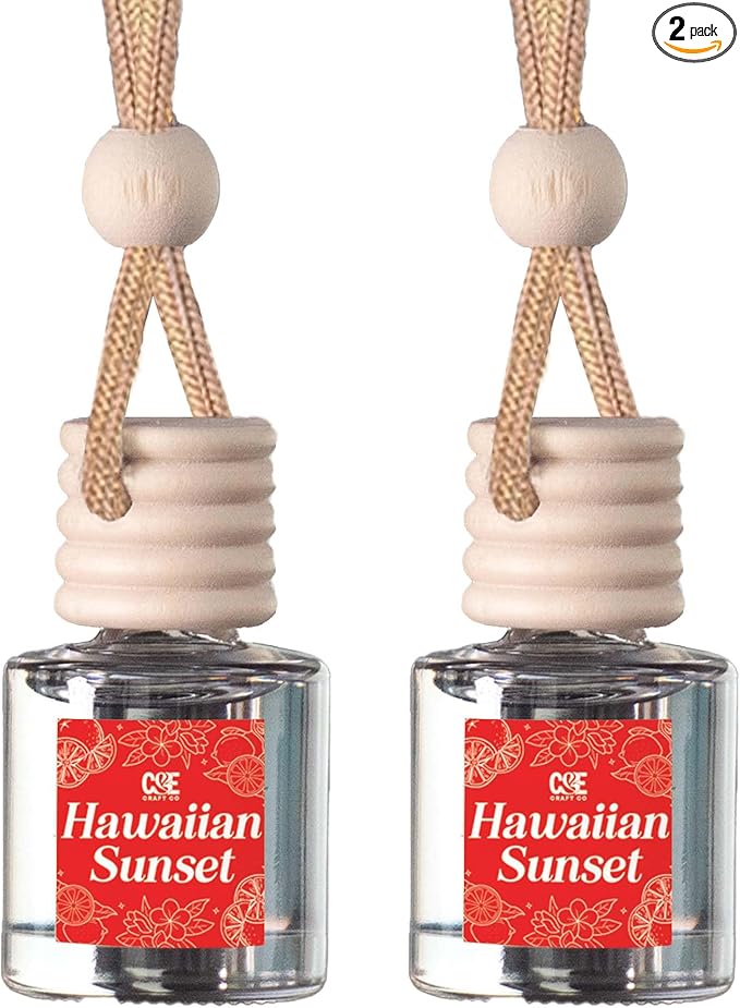 CANDECraftCo Car Air Hanging Fragrance Oil, Car Auto Freshener for Essential Oils, Scents Fragrance Aromatherapy Automobile Diffuser, Long Lasting (Hawaiian Sunset)