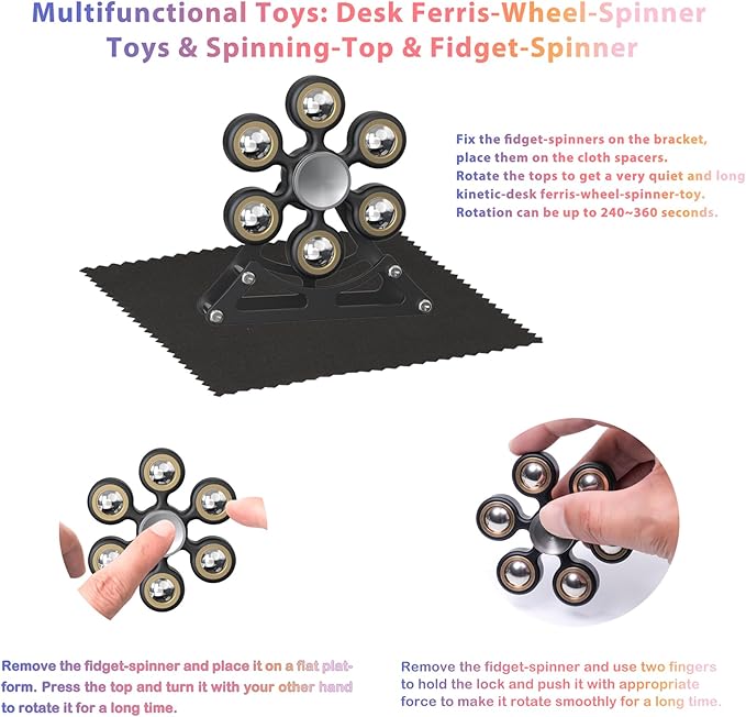 Desk Toys for Fidget Ferris-Wheel-Spinner: 4mins Kinetic-Spinning Cool-Gadgets, Cool-Stuff Thing Toy for Office School Home Man Women Christmas, Stress-Relief Game Gifts for Adult Teen Children Kid