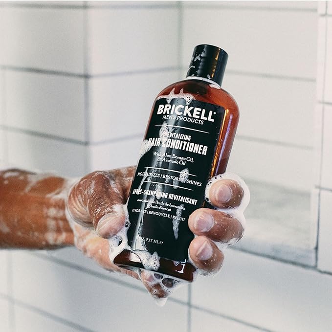 Brickell Men's Revitalizing Hair Conditioner for Men, Natural and Organic Nourishing Hair Conditioner, Restores Shine and Moisture, 8 Ounce, Scented, New Formula