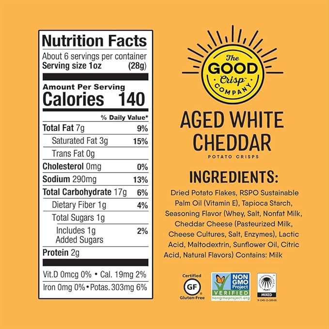 The Good Crisp Company, Potato Chips Variety Pack, 5.6 Ounce Canisters, Pack of 4 (Variety Pack) Non-GMO, Allergen Friendly, Potato Chip Snack Pack, Gluten Free Snacks