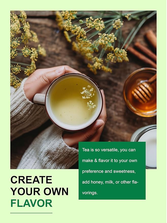 TeeLux Fennel Tea Bags, Pure & Natural Fennel Seeds Herbal Tea, Smooth & Light Spicy Flavor, Caffeine Free, 100 Count