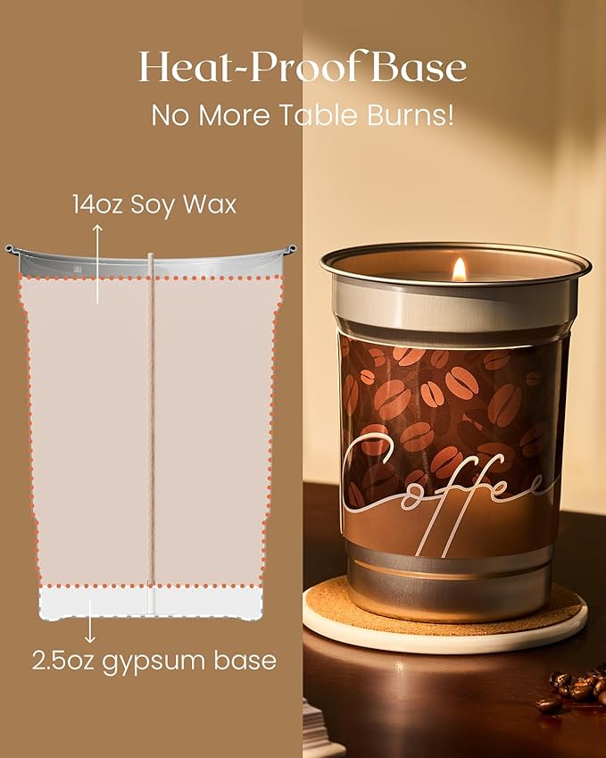 M&SENSE Iced Coffee Candle Summer Sea Salt Scented, Soy Wax 16.2oz 100 Hours Long Lasting Clean Burn, Large Jar Candles for Home Scented, Stress Relief Aromatherapy Gifts for Women Men