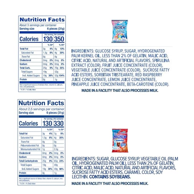 HI-CHEW Variety Mix, Pack of 6 Bags Including Salted Caramel - 15 Flavor Assort Sweet and Sour Chewy Halloween Candy, Fun Soft - Immensely Juicy Fruity Candy Flavors - Individually Wrapped for Sharing
