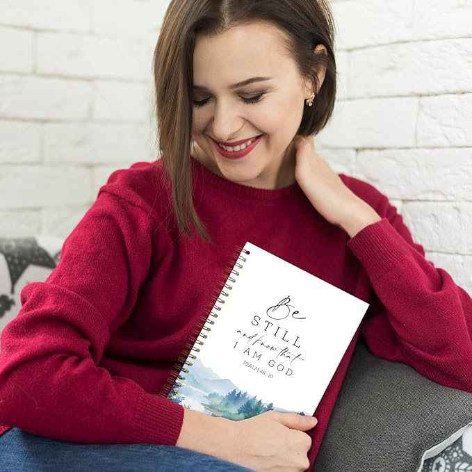 Be Still and Know That I Am God Christian Spiral Notebooks, Psalm 46:10 Bible Verse Journal, Scripture Journals for Writing, Religious Notebook for Note Taking, 5.5x8.3 Inch