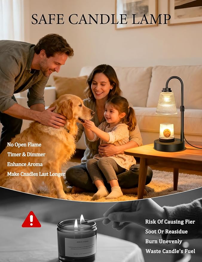 Candle Warmer Lamp with Timer Dimmable, Adjustable Height Wax Melts Warmer for Jar Candles, Housewarming, Birthday, for Women and Mom, Home Decor