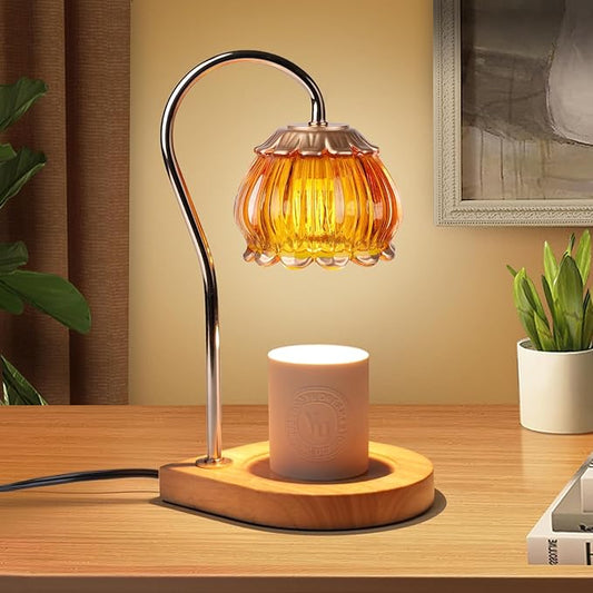 Candle Warmer Lamp with Timer, Dimmable Candle Warmer Lantern Light Gift Electric Fragrance Candle Holders for Warming House Warming Home Decoration Gifts for Women,Orange