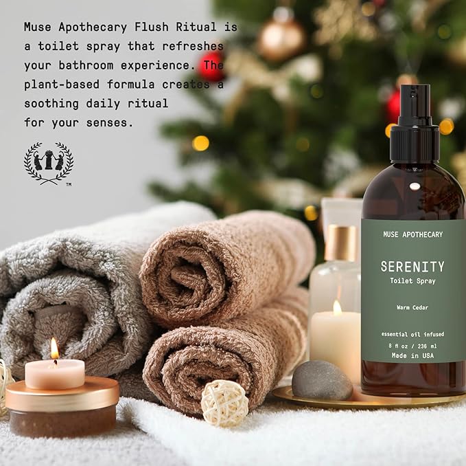 Muse Apothecary Flush Ritual - Botanical Collection - Aromatic & Refreshing Toilet Spray, Use Before You Go, Infused with Natural Aromatherapy Essential Oils - 8 oz, Warm Cedar, 2 Pack