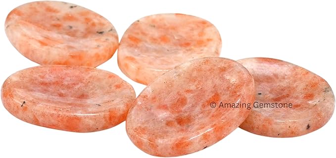 Amazing Gemstone Sunstone Worry Stone, Healing Crystals - Piedra Crystal Fidget for Gift, Meditation, Calming, Relaxation, Stress Relief