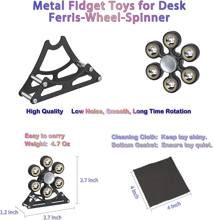 Desk Toys for Fidget Ferris-Wheel-Spinner: 4mins Kinetic-Spinning Cool-Gadgets, Cool-Stuff Thing Toy for Office School Home Man Women Christmas, Stress-Relief Game Gifts for Adult Teen Children Kid