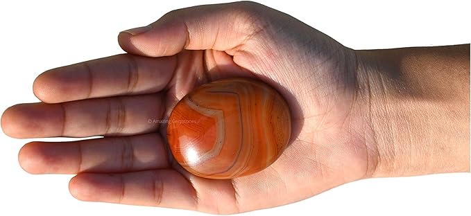 Amazing Gemstone Carnelian Crystals and Healing Stones - Large Palm Stone Crystals Piedra - Crystal for Good Luck, Balanced Positive Energy, Meditation - Unique Stocking Stuffers, Gifts for Women, Men