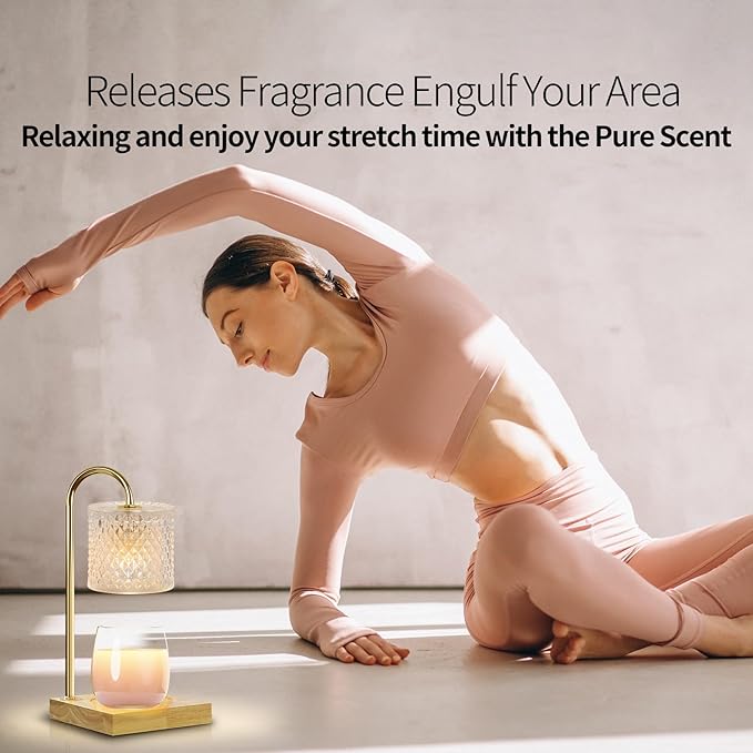 Candle Warmer Lamp, Candle Lamp Wax Warmer, Timer & Dimmer 7-Levels, Fits Cup Jar Candle, Top Melting, Crystal Heater Lamp for Scented Wax, Elegant Home Decor, Clear Glass