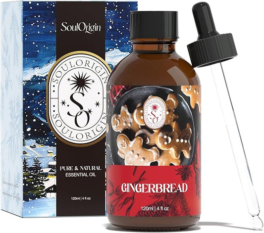 Winter Gingerbread Essential Oil 120ml (4 Fl Oz), Natural Holiday Fragrance Oils for Aromatherapy Essential Oil Diffuser, Fragrance Lamps Humidifier, Massage, Candle Making