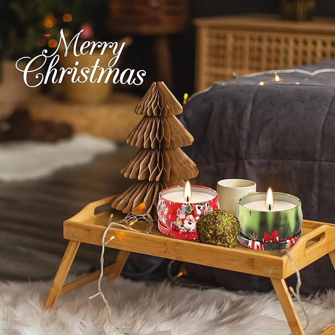 24Pack Christmas Scented Candle Tins Gift Set - Soy Wax Festive Aromatherapy Candles 2.5oz- Smokeless Long Lasting Burn time for Christmas Gifts Holiday Decor & Gifting.