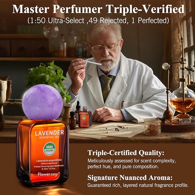 Flower Say Lavender Essential Oil for Skin, 100% Pure Lavender Oil for Massage, Sleep Support, Hair Growth, Aromatherapy, Gift -30ml