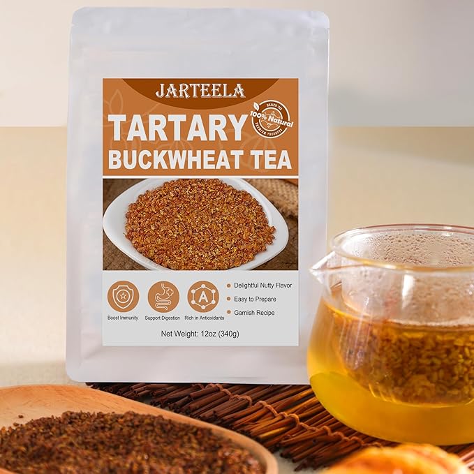 Jarteela - Himalayan Tartary Buckwheat Tea - 12oz / 340g - Black Buckwheat - Premium Roasted Buckwheat - Natural Loose Leaf Herbal Tea - Caffeine Free - NON-GMO - Gluten Free