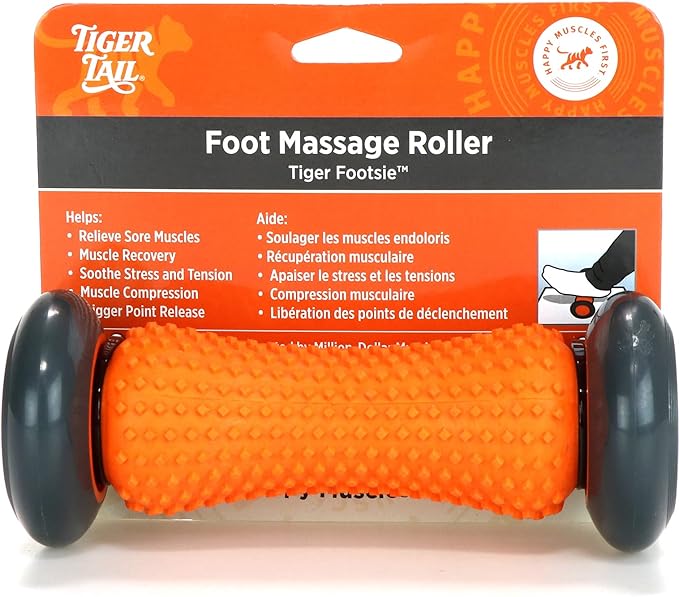 Tiger Tail Footsie Foot Massage Roller Tool, Stretch Sore Foot Muscles, Relieve Plantar Fasciitis, Increase Circulation, and Soothe Cramping