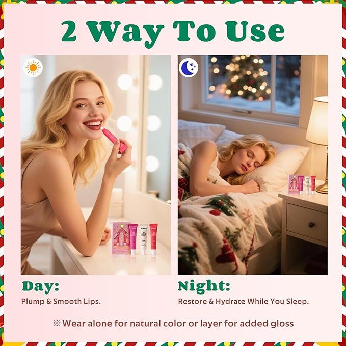 KIMUSE 3 Pack Tinted Lip Butter Hydration Balm, Hydrating Lip Treatment with Hyaluronic Acid & Vitamin E, Moisturizing Lip Balm for Shine & Hydration, Vegan Formula