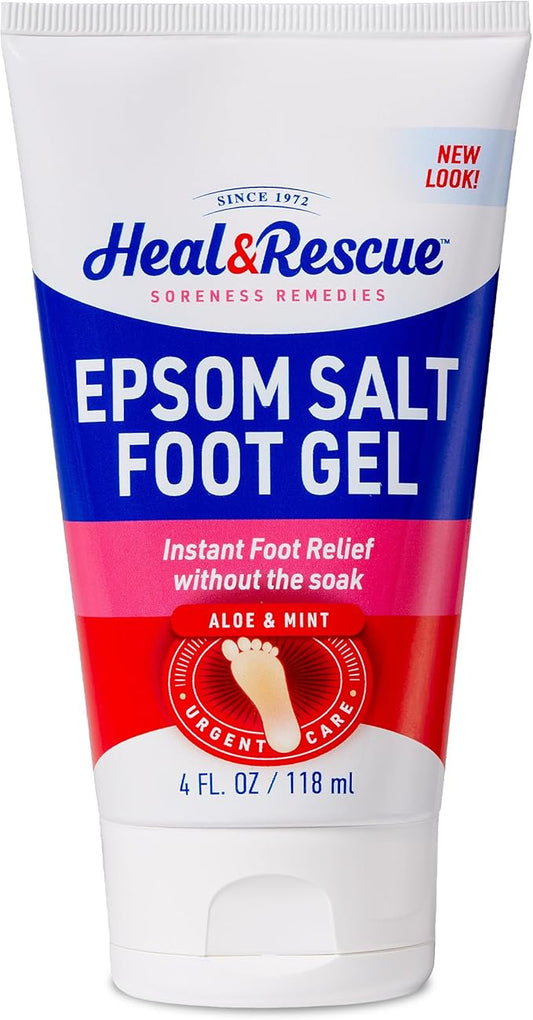 Heal&Rescue Epsom Salt Foot Gel, 4 Ounce, Soothing Relief for Painful, Tired, Aching Feet, Ditch the Foot Bath for Instant Relief