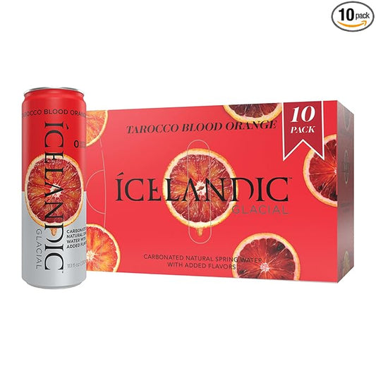 Icelandic Glacial Sparkling Water, Tarocco Blood Orange, 330 ml / 11.1 Fl Oz Cans (Pack of 10)