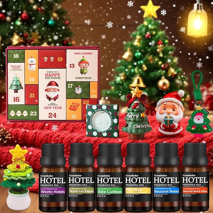 Essential Oils Set-Hotel Collection Diffuser Oil Gift Set,Premium Essential Oil for Diffusers, Home Care, Fragrance, Humidifiers (Advent Calendar-Hotel Fragrance Gift Box Set)