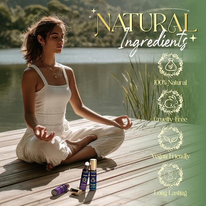 Essential Oils Roll On Set, Natural Aromatherapy Oil Roller for Body, Skin, Massage, Essential Oil Blends - Sweet Dream, Unwind, Breahte, Balance, Focus, Happy, Gifts for Women