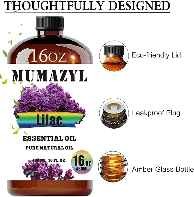 Lilac Essential Oil, Lilac Oil 16 Fl Oz 480ML for Diffuser Humidifier Yoga Cleaning DIY Candle Soap Making Essential Oils