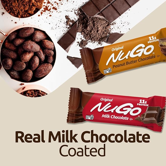 NuGo Protein Bar, Chocolate, 11g Protein, Gluten Free, 15 Count