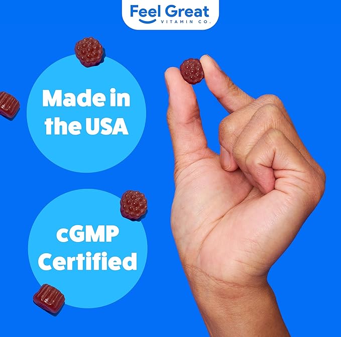 Feel Great Vitamin Co. Elderberry Gummies for Kids | Immune Support | Natural Antioxidant Immune Booster | with Vitamin C and Zinc | Gluten Free & Vegetarian | 90 Gummies