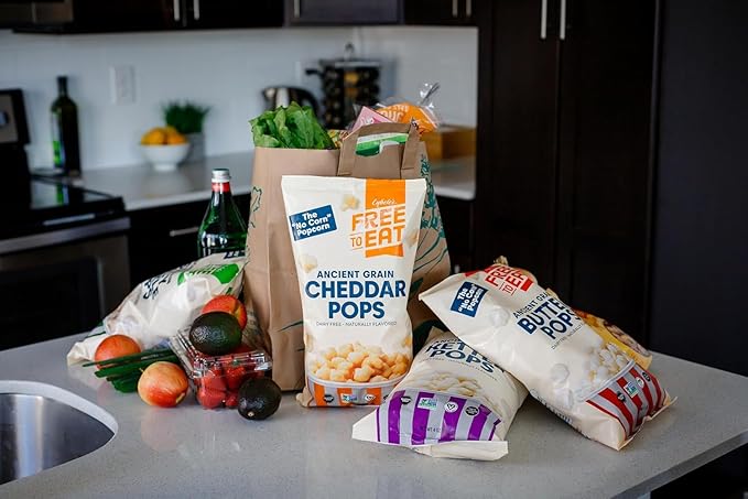 Cybele's Free-to-Eat Ancient Grain Pops - Healthy Snacks, All Natural, Gluten-Free, Vegan, No Preservatives or Additives (Cheddar Pops 4oz, Pack of 2)