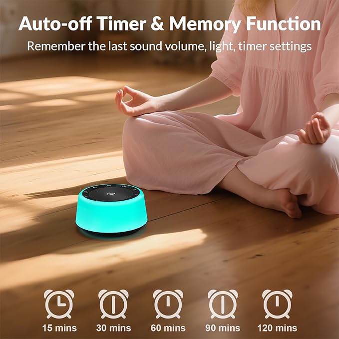 Kipcush Tibetan Singing Bowls Sound Machine - 11 Different Sized Sound Bowls with Night Light for Yoga, Meditation, Mindfulness, Healing, Chakra Healing and Stress Relief, Timer, Plug in (Black)