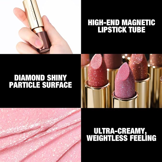 FOCALLURE Glisten Opal Shine Lipstick, High Impact Lip Color, Moisturizing Tinted Lip Balm, Lightweight & Hydrating Formula for Lip Care, FLOWER DANCE