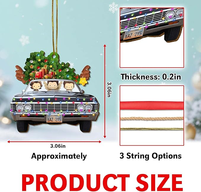 Car Truck Christmas Tree Keepsake Ornaments, Natural Movie 2 Side Printed Flat Wooden Ornament, Films Xmas Hanging Decor