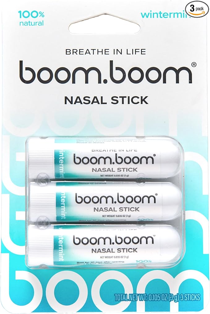 BoomBoom Nasal Stick | Vapor Flow Technology | Cool Refreshing Sensation | Natural Mood Boost | Simple Ingredients | Essential Oils + Menthol Inhaler (Wintermint)